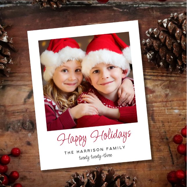 Budget Glada högtider Foto Semestkort (Add a personal touch to your holiday wishes by featuring your favorite family photo)