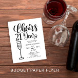 Budget glädjer sig åt 21-års födelsedagsinbjudan flygblad<br><div class="desc">Modern svart-vit trendig borstad handskriven typografi "Cheers to 21 years" skript milstolpe / valfri ålder för män födelsedags låg budget prisvärd fest inbjudan flyer. Lätt att anpassa med ålder och dina festdetaljer! VÄNLIGEN LÄS DETTA INNAN DU KÖPER! Detta är ett prisvärt bröllopskort tryckt på en FLYER. Observera att BUDGETPAPPER ÄR...</div>