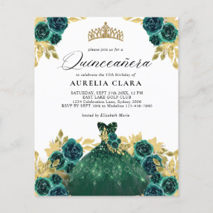 BUDGET Glam Grön Klänning Blommig 15-års Quinceañe