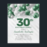 Budget Glam Grönt Silver Balloon Glitter födelseda<br><div class="desc">Modern Glam Emerald Grönt Silver Balloon Glitter Gnistra i alla åldrar på födelsedagsinbjudan</div>