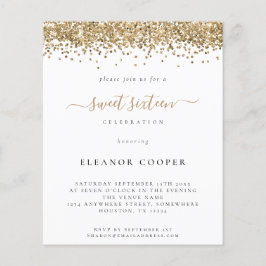 Budget Glam Guld Glitter Sweet sixteen Inbjudan