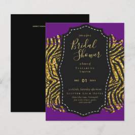 Budget Glam Guld Lila Bröllopsfest Inbjudan