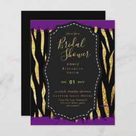 Budget Glam Guld Lila Möhippa Inbjudan