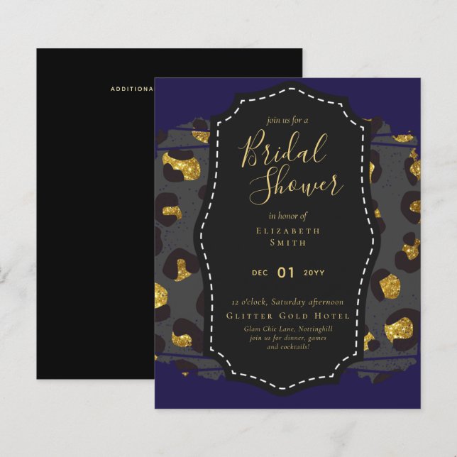 Budget Glam Guld marin Möhippa Inbjudan Animal (Fram/baksida)