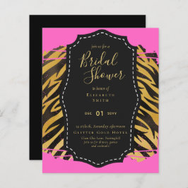 Budget Glam Guld Rosa Möhippa Inbjudan Animal