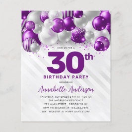 Budget Glam Lila Silver Balloon Glitter födelsedag