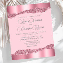 Budget Glam Rosa Folie Glitter Bröllopsinbjudan