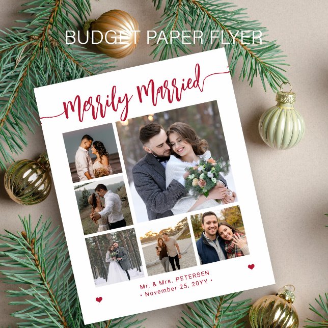 Budget Glatt Nygift nybröllopsfoto julkort Flygblad (Skapare uppladdad)