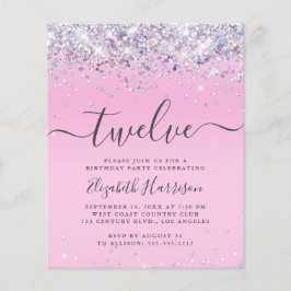 Budget Glitter 12:e Födelsedagsfest inbjudan