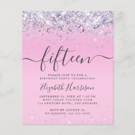 Budget Glitter 15-årsfestinbjudan