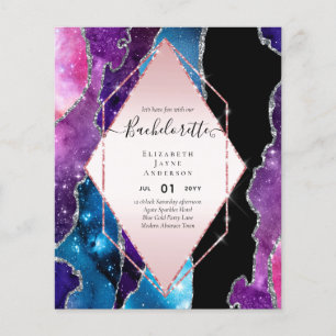 BUDGET Glitter AGATE BACHELORETTE Party Inbjudan Flygblad