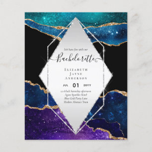 BUDGET Glitter AGATE BACHELORETTE Party Inbjudan Flygblad