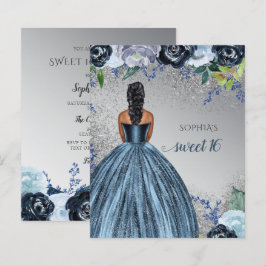 Budget Glitter Blue Dress Sweet 16 födelsedag
