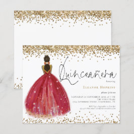 Budget Glitter Burgundy Klänning Quinceanera Inbju