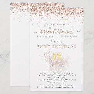 Budget Glitter Champagne Inbjudningskort för möhip