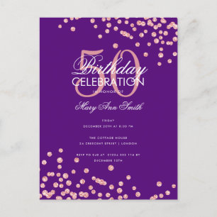 Budget Glitter Confetti Ro Guld Lila Vykort