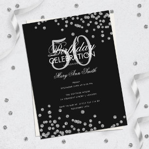 Budget Glitter Confetti Silver Black Vykort