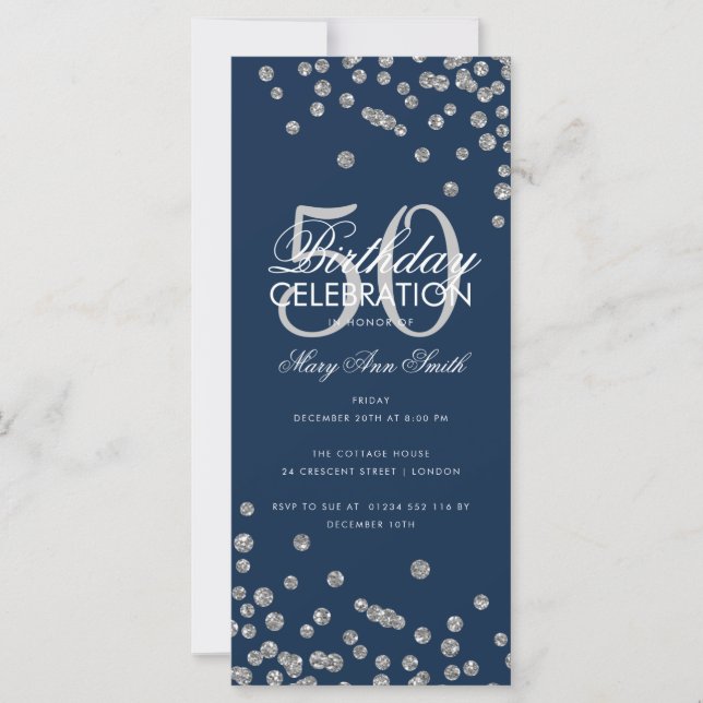 Budget Glitter Confetti Silver och flottan (Framsida)