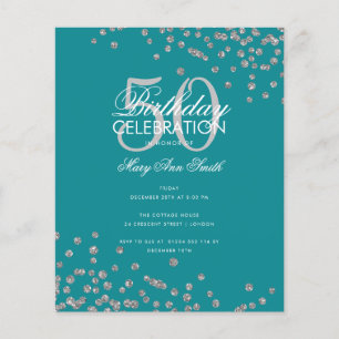 Budget Glitter Confetti Silver Teal