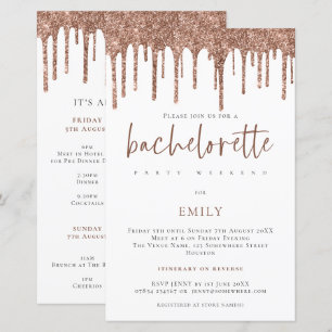 Budget Glitter Drip Bachelorette Helg Inbjudan