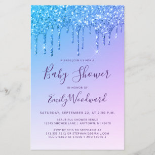Budget Glitter Drip Regnbåge Baby Shower Inbjudan