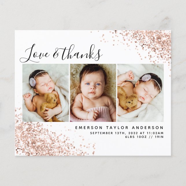 Budget Glitter Foto Baby Tackkort (Framsida)