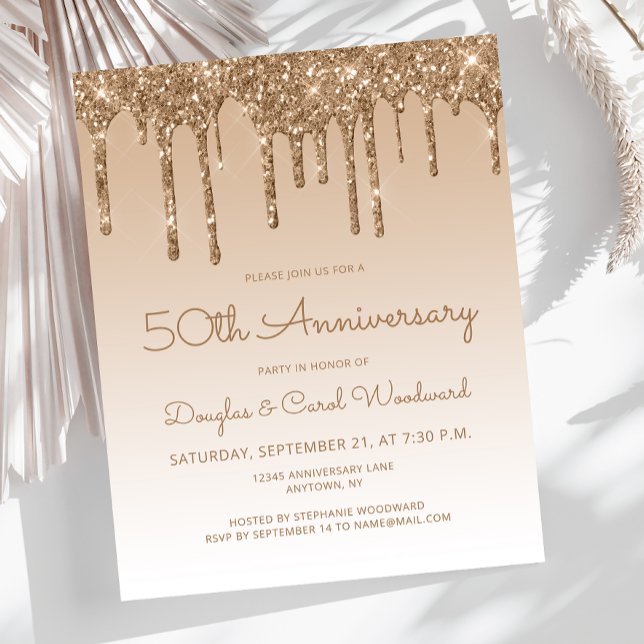 Budget Glitter Guld 50-årsjubileumsinbjudan (Skapare uppladdad)