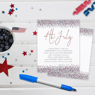 Budget Glitter Red Blue 4:e juli-partiets inbjudan