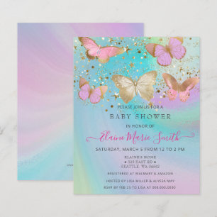 Budget Glitter Rosa Lila Fjärilar Baby Shower