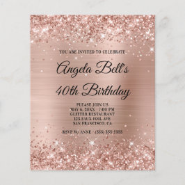 Budget Glittery Light Ro Gold Foil-inbjudan