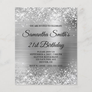 Budget Glittery Silver Foil 21:a födelsedagen Inbj