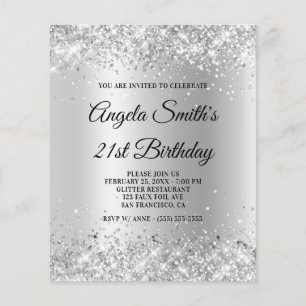 Budget Glittrande Silver Glitter Ombre Inbjudan