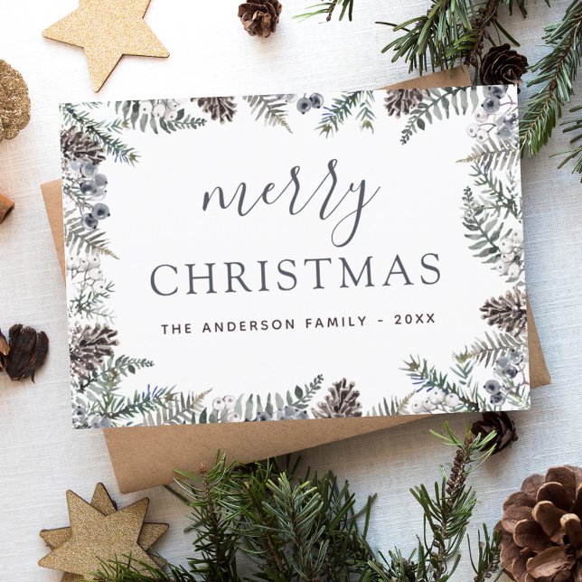 Budget God jul Dusty Blue Greenery Flygblad (Skapare uppladdad)