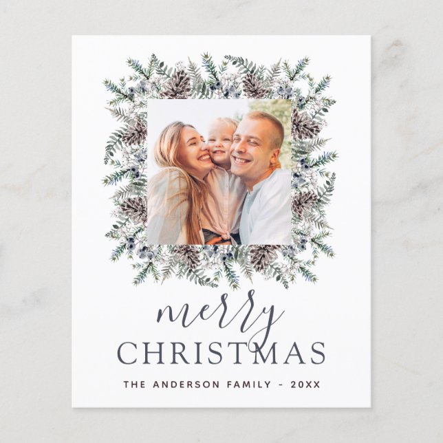 Budget God jul Dusty Blue Photo Helgdag Flygblad (Framsidan)