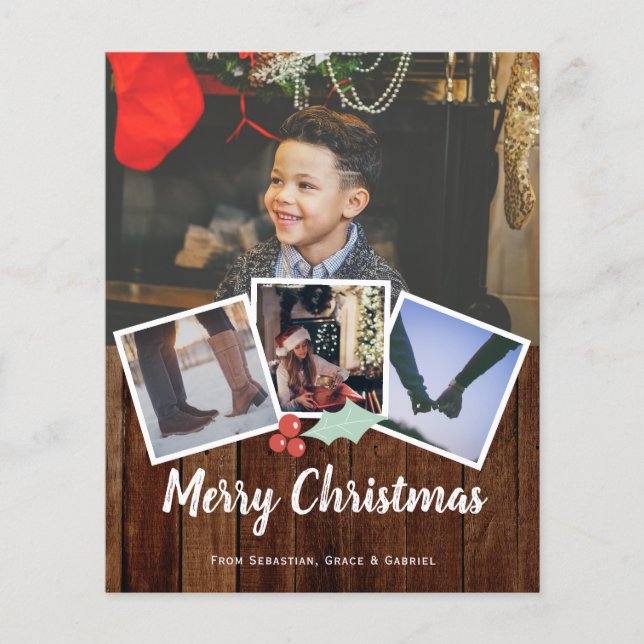 BUDGET God Jul Foto Rustik järnek och trä (Framsida)