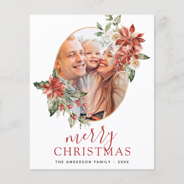 Budget God jul Greenery Photo Helgdag Flygblad (Framsidan)