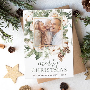 Budget God jul Greenery Photo Helgdag Julkort