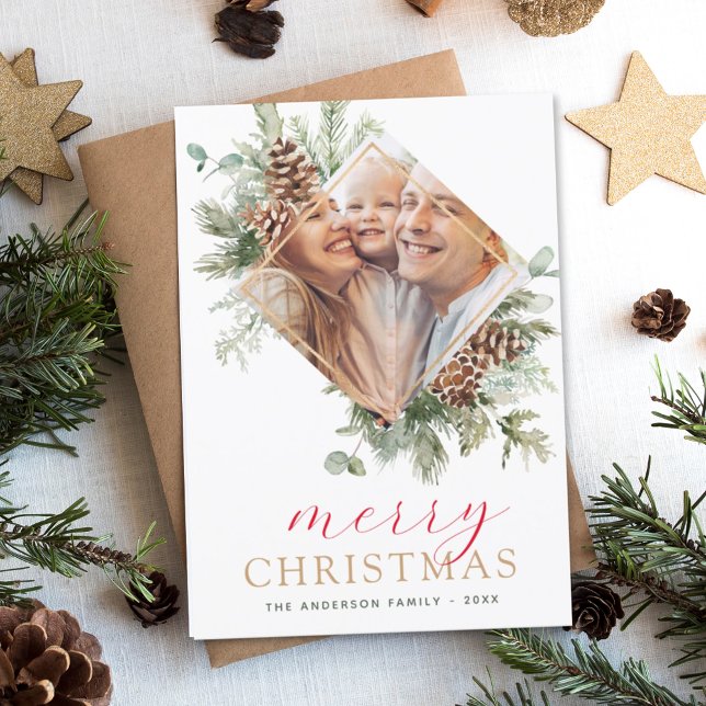 Budget God jul Guld Greenery Photo Helgdag Flygblad (Skapare uppladdad)