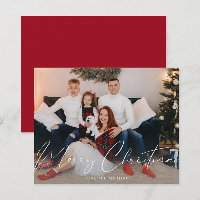 Budget God Jul Modern Script Photo (Fram/baksida)