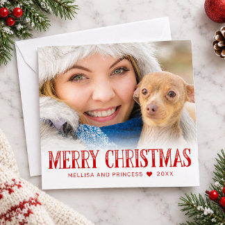 Budget God Jul Röd Script Husdjur Fotokort