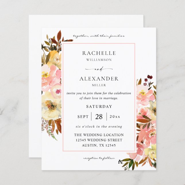 Budget Godis Rosa & Gula Blommiga 2 Bröllop (Fram/baksida)