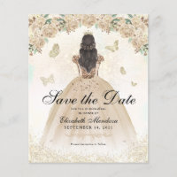 Budget Gold Blommig Princess Quinceañera Spara Dat