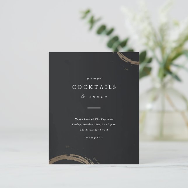 Budget Gold Cocktail Middagspartys Inbjudan (Stående Fram)
