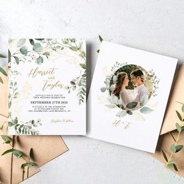 BUDGET Gold Eucalyptus Photo Monogram Wedding  (Skapare uppladdad)