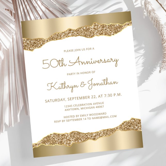 Budget Gold Foil Glitter 50th Anniversary Invite (Skapare uppladdad)