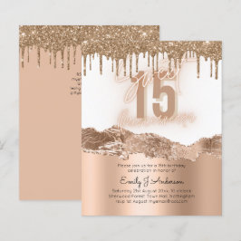 Budget Gold Foil Glitter Quinceanera 15:e