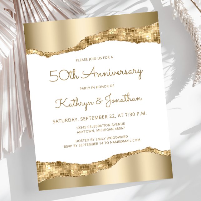 Budget Gold Mirror Foil 50th Anniversary Invite (Skapare uppladdad)