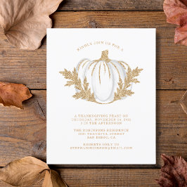 Budget Gold Pumpkin Thanksgiving Middagsinbjudan
