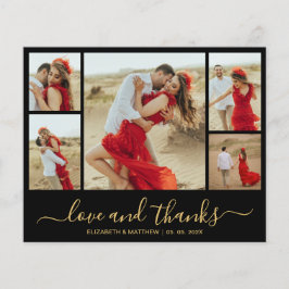 Budget Gold Svart Foto Bröllop Tackkort