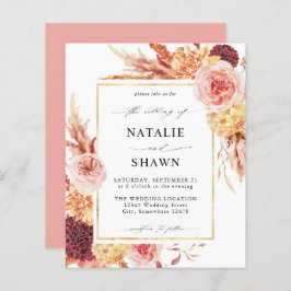 Budget Golden Burgundy Rosa Blommigt Bröllop P